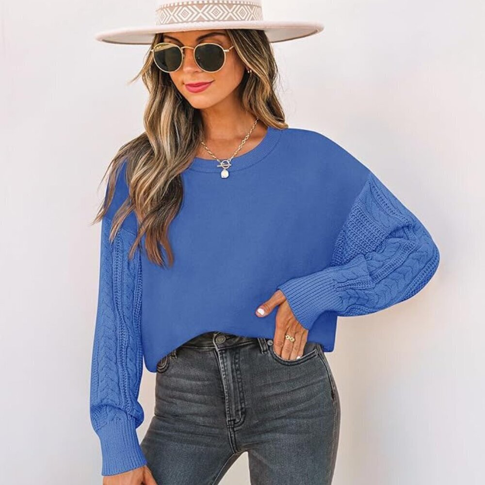 Zesica Cable Knit Sleeve Sweater